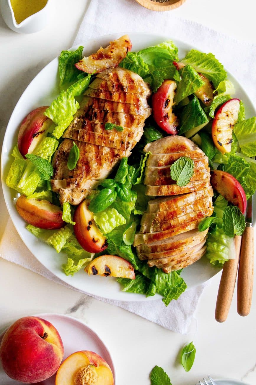 Grilled Peach and Chicken Salad